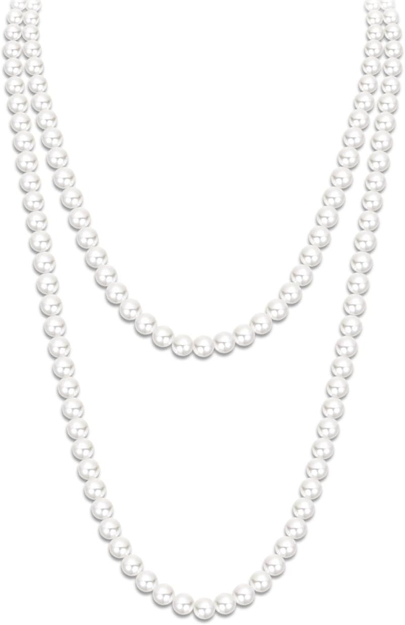 Zeffy Pearl Necklace 4MM/6MM/8MM Dainty Round Imitation Pearl Choker Necklace Wedding Pearl Necklace Delicate Jewelry for Women Simple Bridesmaid Jewelry Gifts - Image 1